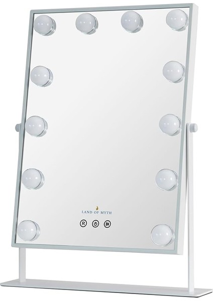 Of Myth - LOM2085 Hollywood Style 3 Renk LED Işıklı Makyaj Aynası, Dokunmatik, 360° Döner Metal Çerçeve (Beyaz) fiyatları