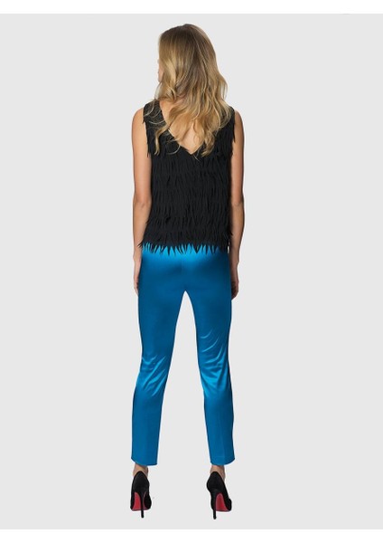 Kısa Paçalı Parlak Pantolon Petrol K1812050_010 modelleri