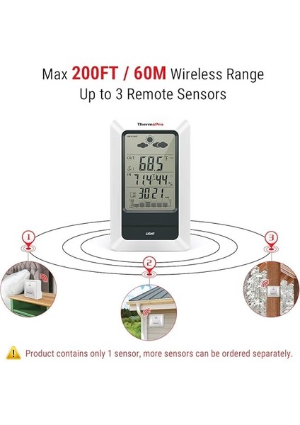 TP67B Su Geçirmez Hava Istasyonu, Kablosuz, Iç ve Dış Mekan Termometresi, Dijital Higrometre Barometre, Soğuğa Dayanıklı ve Su Geçirmez Sıcaklık Monitörü, 152 M Menzilli fiyatları