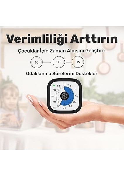 Mutfak,ders,yemek Için 60DK Analog Alarm Zamanlayıcı,pomodoro Öğrenci Motivasyon Saati (Siyah) fırsatları