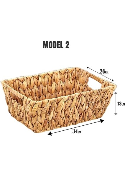 El Yapımı Hasır Dikdörtgen Dekoratif Sepet, Hasır Dikdörtgen Dekoratif Tepsi 3 Model Seçenekli (34 * 26 * 13CM) (Orta) fiyatları