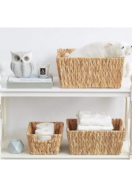 El Yapımı Hasır Dikdörtgen Dekoratif Sepet, Hasır Dikdörtgen Dekoratif Tepsi 3 Model Seçenekli (34 * 26 * 13CM) (Orta) fırsatları