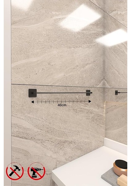 Banyo Yapışkanlı Aksesuar Seti Havluluk T.kağıtlık ve Peçetelik Kare Siyah 5 Li Set fırsatları