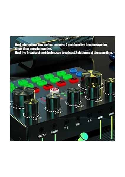 Mikser, Stream Güverte Ses Arabirimi 48KHZ Mikseri Çift Kanallı Fiş ve Dinamik Mikrofon Için USB Canlı Kartı, Canlı Kartı fırsatları