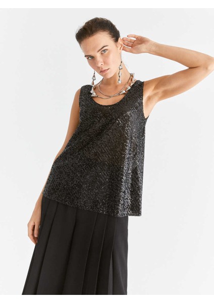 Payetli Askılı Bluz Siyah K2013113_001 fırsatları