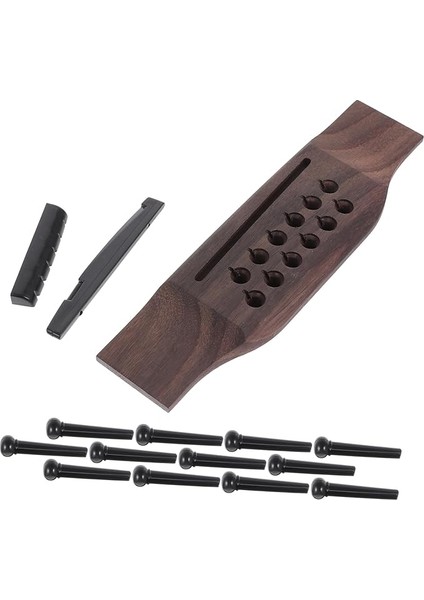 12 Telli Akustik Gitar Köprü Seti Gül Ağacı Gitar Köprüsü Akustik Gitar Köprüsü Burguları Değiştirme Kiti