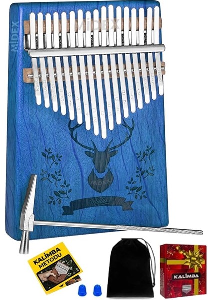 KLX-454G Hakiki Ağaç Geyik Desenli Kalimba 17 Tuşlu