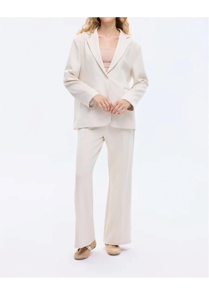 Ceket Blazer Oversize Tek Düğmeli Yumuşak Dokulu