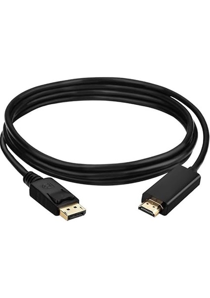 1843 1.8 Metre Displayport To HDMI Çevirici Dönüştürücü Adaptör Kablosu 24 Ayar Altın Kaplama Giriş Uçları Yüksek Kaliteli