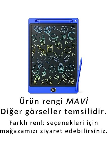 10 Inç Renkli LCD Yazı Tableti - Mavi - Çocuklar Için Eğitici Çizim Tableti, Kalemli Silinebilir Ekran, Kağıt Tasarruflu Taşınabilir Not Defteri (3+ Yaş) fiyatları