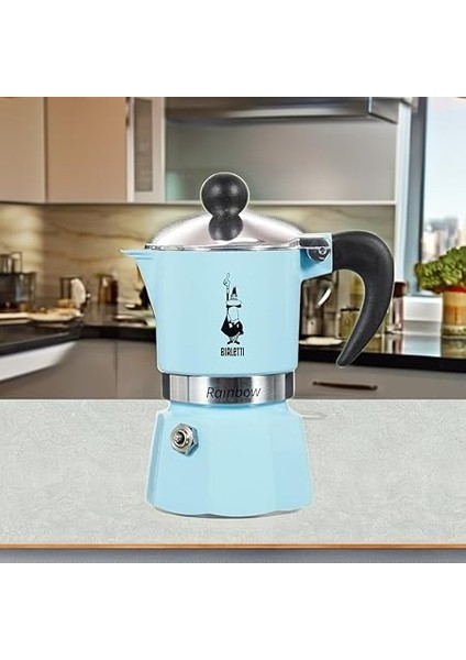 5041 Rainbow Espresso Pişirici, Alüminyum, Açık Mavi, 1 Fincan indirimleri