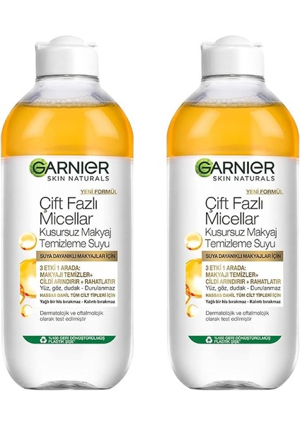 Çift Fazlı Micellar Kusursuz Makyaj Temizleme Suyu 400 ml x 2 Adet