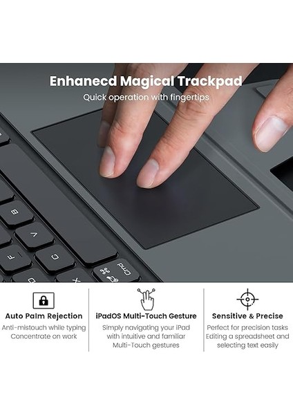 iPad Air 13 Inç (M2, 2024), iPad Pro 12.9 Klavyeli Kılıf (6./5./4./3. Nesil) Klavye Kılıfı, Sihirli Izleme Pedi, Slayt Kamera Kapağı, 7 Arka Işık Renkli Çıkarılabilir Klavye, Siyah fırsatları