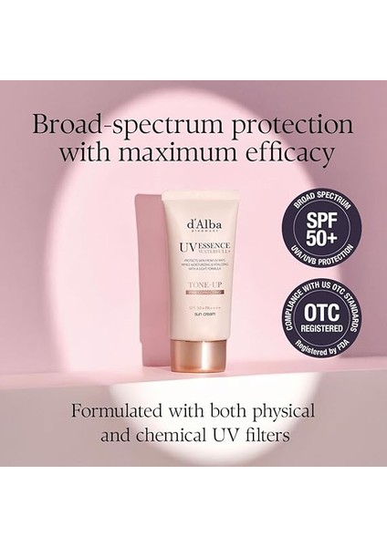 Piedmont | Italyan Beyaz Trüf Waterfull Tone-Up Sunscreen, Saf ve Vegan Hibrit Pembe Renkli Nemlendirici Krem, Parlak ve Açıcı Güneş Koruması modelleri