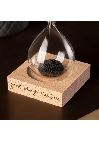 Güzel Şeyler Zaman Alır Mottolu Ahşap Kaideli Manyetik Kum Saati Standlı Mıknatıslı Kum Saati modelleri