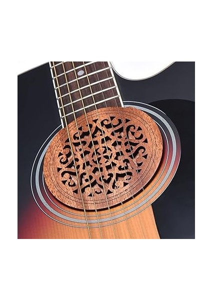 Gitarren-Sound-Hole-Cover Gitar Ahşap Ses Deliği Ses Deliği Kapağı Blok-Feedback Tampon Maun Ağacı Eq Akustik Halk Gitarları Için fırsatları