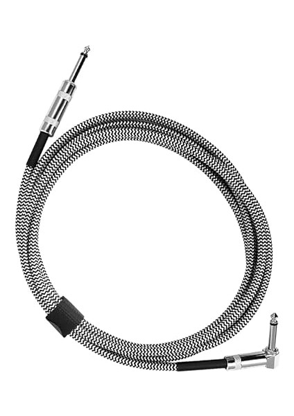 Gitar Bağlantı Kabloları - Beyaz Gitar Kablosu - Gürültü Azaltma Bağlantı Kablosu - Naylon ve Metal - 3m Kablosu