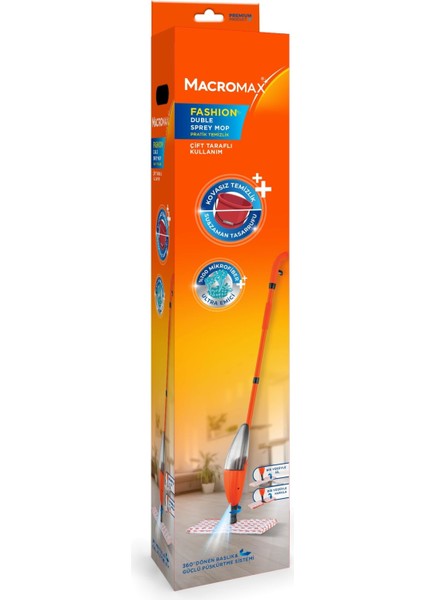 Fashion Çift Taraflı Sprey Mop, Kovasız Pratik Temizlik, 360 Döner Başlıklı Paspas