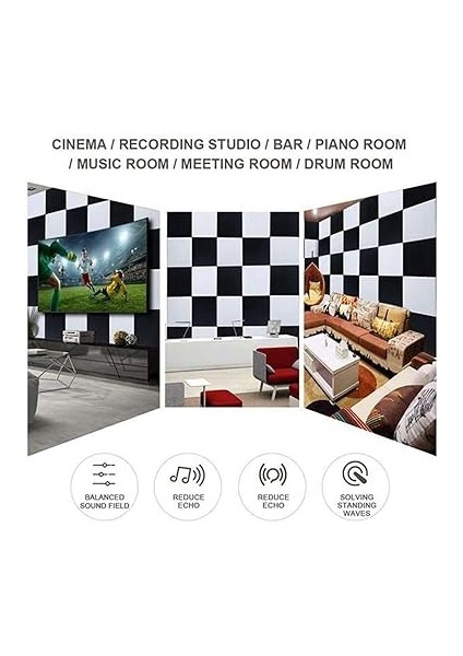 6'lı Paket Akustik Geçirmez Duvar Panelleri Kayıt Stüdyosu, Tavan, Ofis Vb. Için Yüksek Yoğunluklu Geçirmez Fayanslar. fırsatları