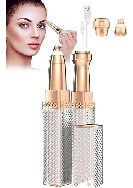 Luxury 2 Başlıklı Şarjlı Işıklı Kaş Bıyık Alma Vücut Kadın Tüy Epilasyon Aleti ve Mini Parfüm Şişesi fiyatları