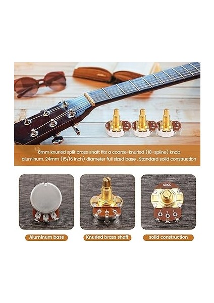 Tam Boyutlu Tencere A500K Konik Potansiyometre Pot Gitar Bas (4 Set) modelleri