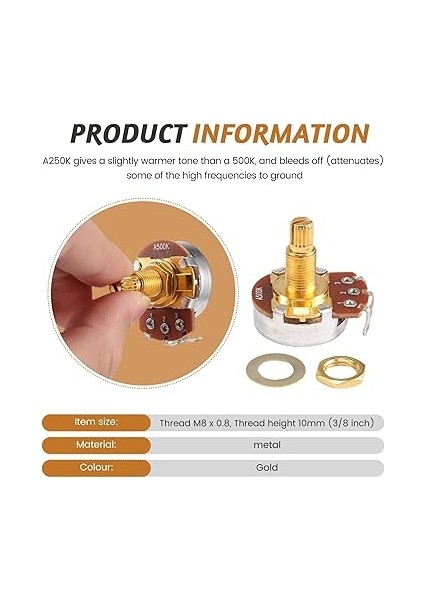 Tam Boyutlu Tencere A500K Konik Potansiyometre Pot Gitar Bas (4 Set) fırsatları