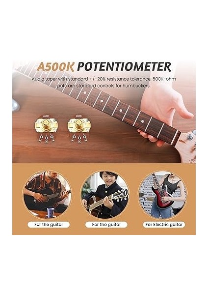 Tam Boyutlu Tencere A500K Konik Potansiyometre Pot Gitar Bas (4 Set) indirimleri