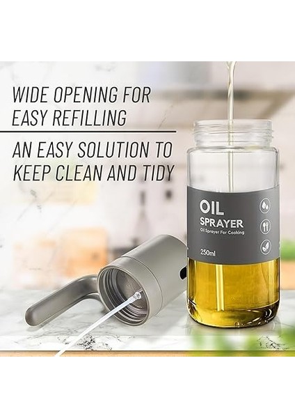 Yağ Püskürtücü Mutfak Aleti Pişirme Için Yüksek Borosilikat Cam Yağ Püskürtücü Bay, 250 ml Zeytinyağı Sprey Şişesi, Airfryer, Salata, Barbekü, Mutfak Pişirme, Kavurma, Koyu Gri indirimleri