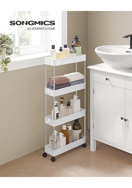 Arabası, 4 Seviyeli Mutfak Arabası, Mutfak Rafı, Tekerlekli Niş Rafı, Banyo Rafı, Yerden Tasarruf Sağlayan, Beyaz fiyatları