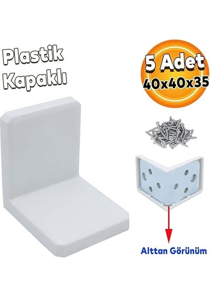 Mobilya Dolap Askı Elemanı Montaj Bağlantı Sabitleme Demiri Beyaz L Demir Köşebent Gönye 40X40X35 mm (5 Adet) fiyatları