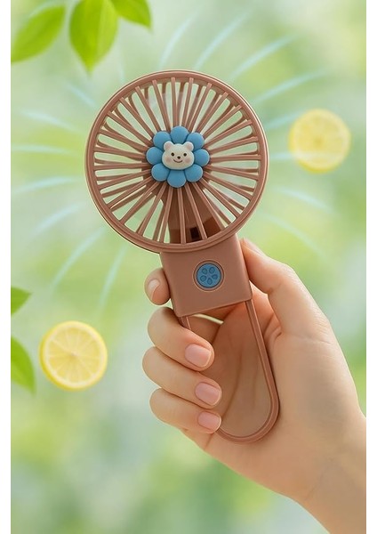 Taşınabilir Mini USB Fan LED Işıklı Masa Üstü 3 Kademeli Dahili Işık Şarj Edilebilir Mini Vantilatör Soğutucu Cep Boyu 11CM Mini Fan YS2269 - Pembe (YS2269 - Pembe)
