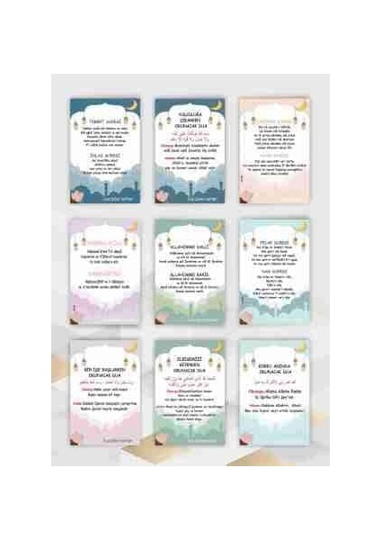 Özel Kısa Sure ve Dua Ezber Kartları 7X10 cm Karton 18 Adet Eğitici Kartlar fiyatları