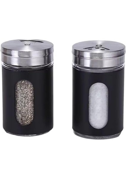 Home 2'li Ayarlanabilir Metal Gövdeli Cam Tuzluk ve Baharatlık Seti - Şık ve Dayanıklı Tasarım, Mutfakta Pratik Kullanım (Siyah, 8 Cm) fırsatları