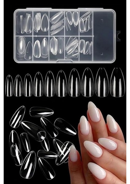 Tırnak Seti (100LÜ Şeffaf Badem Protez Tırnak/takma Tırnak+10 gr Fırçalı Extra Güçlü Yapıştırıcı/nail Glue/tırnak Yapıştırıcısı) fiyatları