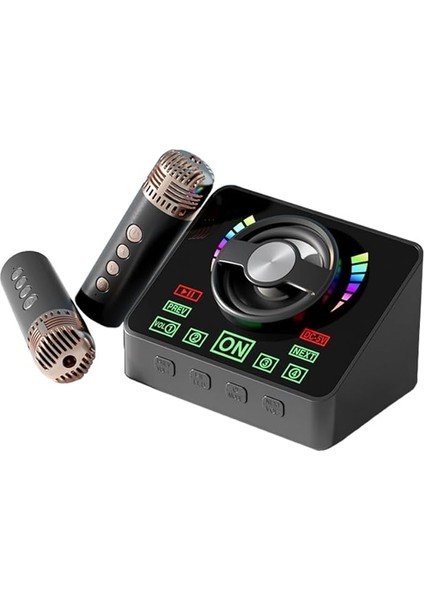 Karaoke Makinesi Mini Kablosuz Mikrofon ve Hoparlör 2 Mikrofonlu Ktv Seti Rgb Işık Efektleri El Mikrofonu Doğum Günü Ev Partisi Için Ler Dış Mekan Hafif Taşınabilir Çift Mikrofon Karaoke