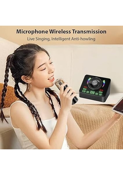 Karaoke Makinesi Mini Kablosuz Mikrofon ve Hoparlör 2 Mikrofonlu Ktv Seti Rgb Işık Efektleri El Mikrofonu Doğum Günü Ev Partisi Için Ler Dış Mekan Hafif Taşınabilir Çift Mikrofon Karaoke indirimleri