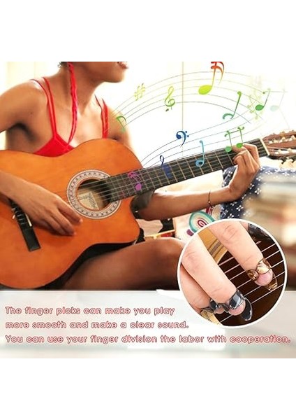 15 Adet Gitar Parmak Penası, 5 Adet Baş Parmak Penası ve 5 Adet Işaret Parmağı Penası ve 5 Adet Metal Pena, Elektronik Gitar, Akustik ve Bas Için modelleri