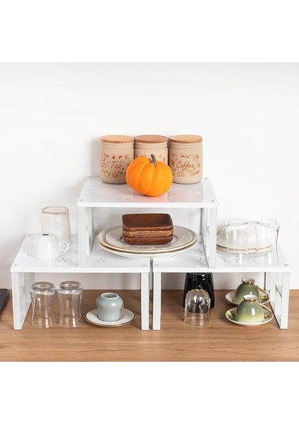 Org-01-3lü Raf Düzenleyici - Dolap Içi Düzenleyici Raf - Tabak Bardak Rafı