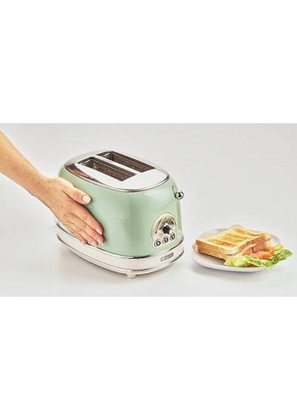 Vintage Ekmek Kızartma Makinesi 2 Dilim Yeşil 0155/14-810 Watt, Metal Gövde, 2 Dilim Kapasite, Buz Çözme, Isıtma, 6 Kızartma Ayarı, Kolay Temizlik, Çıkarılabilir Kırıntı Tepsisi modelleri