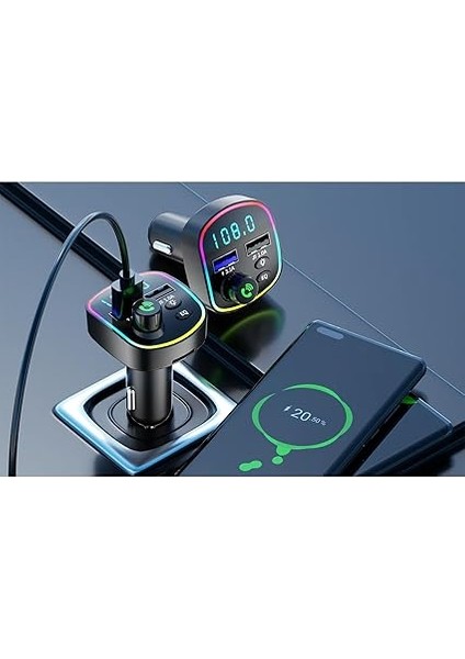 Rgb Renkli Fm Transmitter Mp3 Çalar Bluetooth 5.3 Çakmaklık Hızlı Şarj Aleti (Rgb LED Işıklı Bt 5.0) fiyatları
