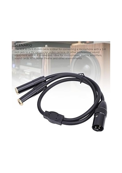 Xlr Erkek Ila Çift 6.35MM Dişi Y Ayırıcı Kablosu, Xlr Ila Ikili 1/4 Inç Mikrofon Kablosu Altın Kaplama Konnektörü Esnek Amplifikatör Için Kılıf (#3) indirimleri
