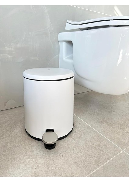 Cigo Pedallı Çöp Kovası 6lt Mat Beyaz Iç Kısım Siyah