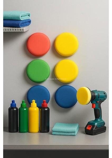 8 Parça Makaron Model Araba Cila Süngeri Seti 9.5 cm Çaplı Polisaj Pedi Çizik Giderici Parlatıcı Yıkanabilir Süngerler indirimleri