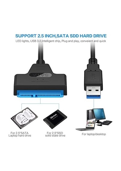 USB 3.0 To Sata 3 Kablosu 6 Gbps 2.5 Inch HDD SSD 22 Pin modelleri