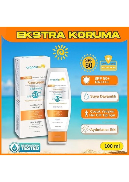 Spf 50+ Yüz ve Vücut Güneş Kremi 100ML – Leke Karşıtı, Yüksek Korumalı, Suya Dayanıklı, Her Cilt Tipine Uygun, Vegan fiyatları