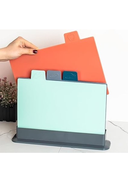 1163 Antrasit Asia 4'lü Kesme Tahtası Sebze, Et ve Ekmek Kesme Tahta Seti modelleri