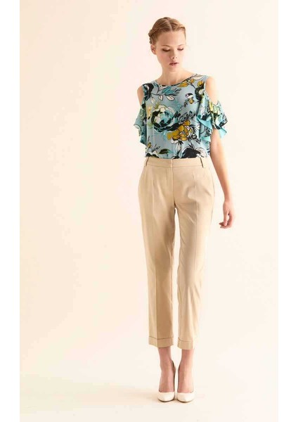 Katlı Paça Kadın Pantolon Bej Y9912041_024 fırsatları