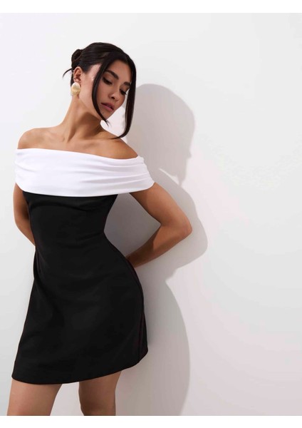 Xio Regular Fit Straplez Yaka Kısa Boy Siyah Renk Elbise modelleri