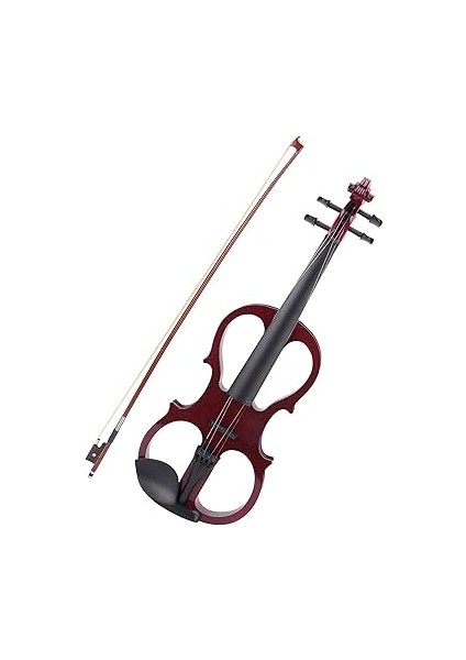 Keman Seti 4/4 Elektrikli Ayarlanabilir Kit Tuner Yay Dize Kutusu AU03 Şarap Kırmızı Akçaağaç Ebony Basswood Alüminyum Alaşım 4/4 9V Karbon Pil 6F22 CR2032 fırsatları