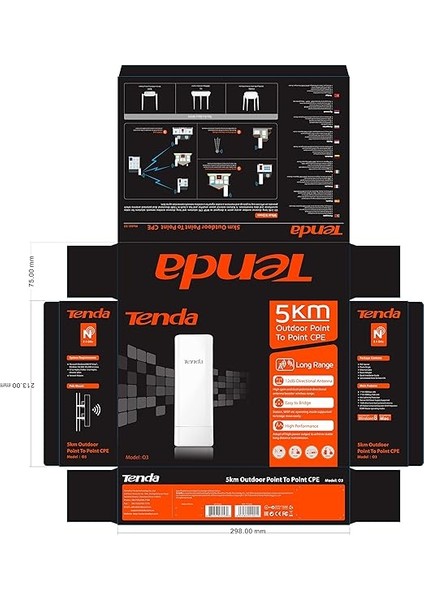 O3 Dış Mekan Erişim Noktası Wi-Fi 2.4ghz 11N 150MBPS, 2 x 10 / 100MBPS Ethernet Portu, Pasif Poe, -30 ℃ ~ 60 ℃, IP64 Su Geçirmez Muhafaza, 6000V Yıldırımdan Korunma indirimleri